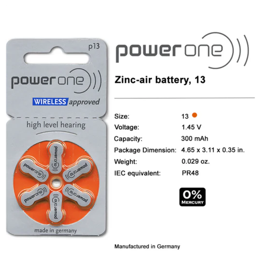 PowerOne P13 Hearing Aid Battery (6 Pcs Pack)