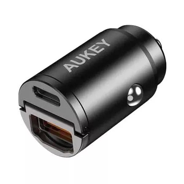 Aukey Dual Port Car Charger Quick Charging USB-A USB-C 30W CC-A3-BK - Black