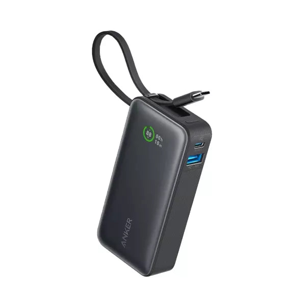 بطارية أنكر نانو المتنقلة بسعة 10000 مللي أمبير مع كيبل USB-C مدمج وقوة 30 واط طراز A1259H11