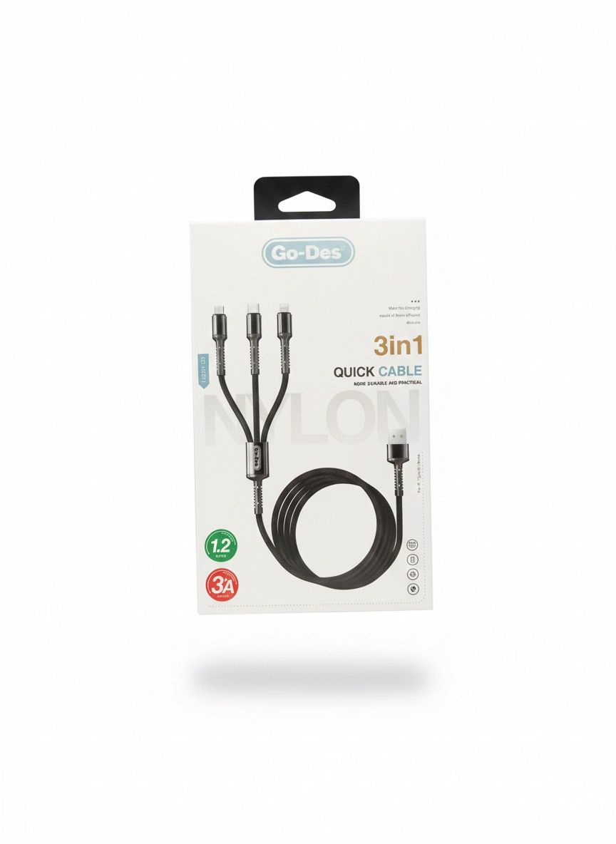 Go-Des 3 in 1 Quick multi-functional charging cable