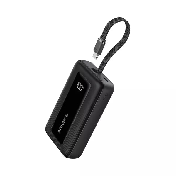 Anker Zolo Powerbank 10000 mAh 30W Power Bank Portable Charger Built-In USB-C Cable - Black