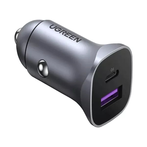 green Car Charger 30W USB-A + USB-C Dual Port Car PD 3.0/QC 3.0 Charger (UG-CC-DUAL-CD130-30W