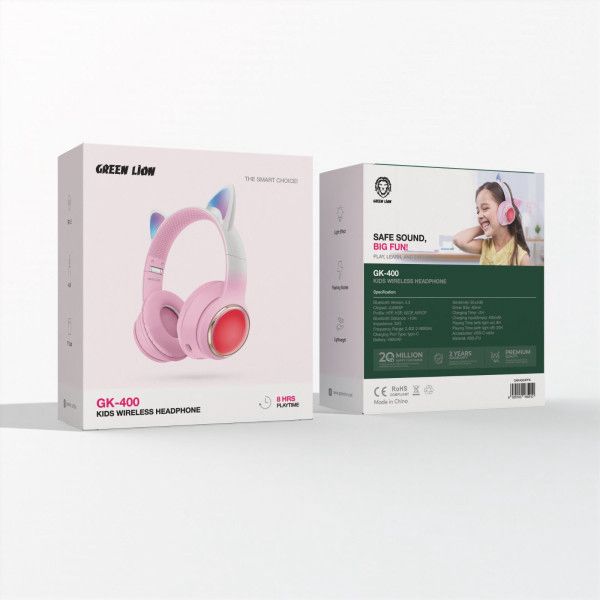 Green Lion GK-400 Kids Wireless Headphone in pink