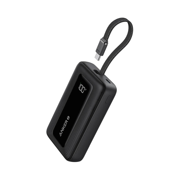 Anker Zolo Powerbank 10000 mAh 30W Power Bank Portable Charger Built-In USB-C Cable - Black