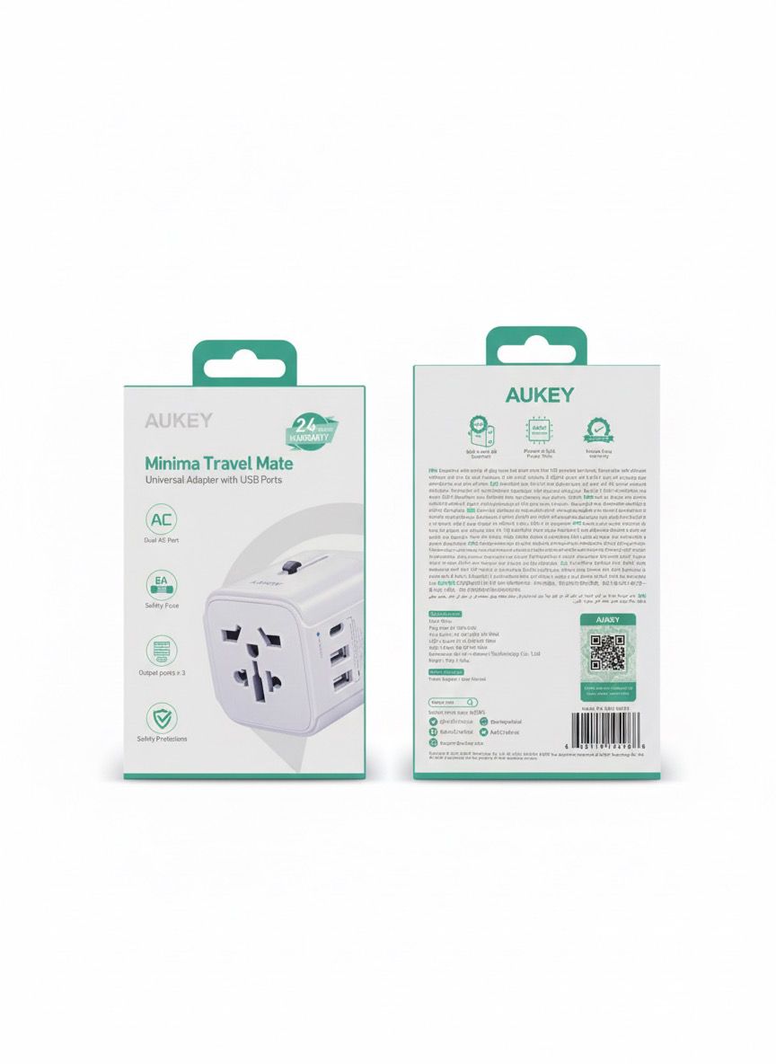 Aukey Minima Travel Mate Universal Adapter with USB ports
