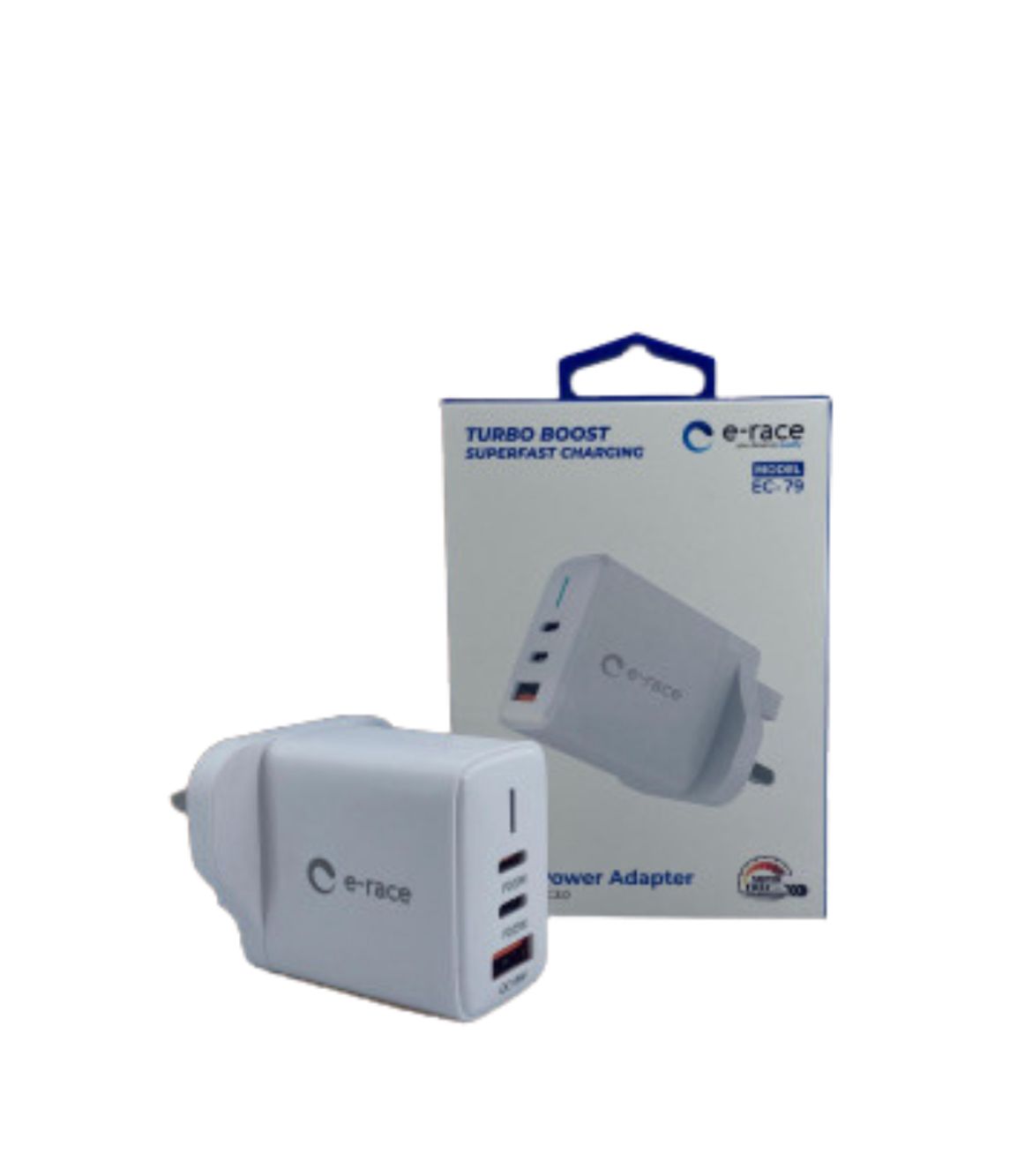 E-Race 45W Power Adapter (Model EC-79) is a fast-charging wall adapter