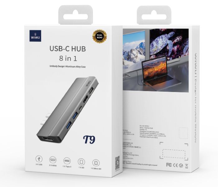 Wiwu T9G 8 In 1 USB-C Hub Alluminum Alloy Case