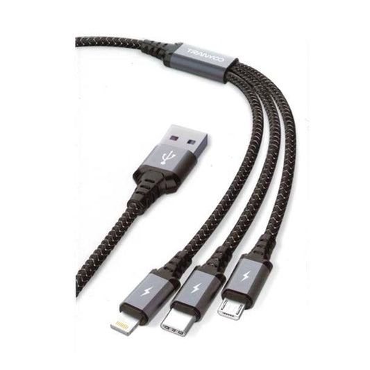 TRANYOO T-XS6 3-in-1 multi-charging braided data cable