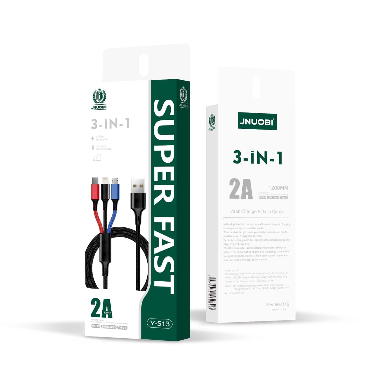 JNUOBI Y-S13 3-in-1 USB charging cable