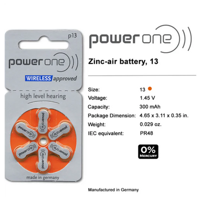PowerOne P13 Hearing Aid Battery (6 Pcs Pack)