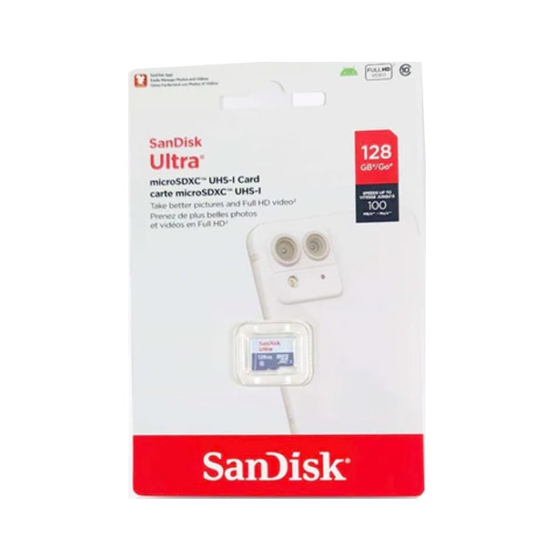 بطاقة ذاكرة SanDisk Ultra microSDXC UHS-I الفئة 10 بسعة 128 جيجابايت