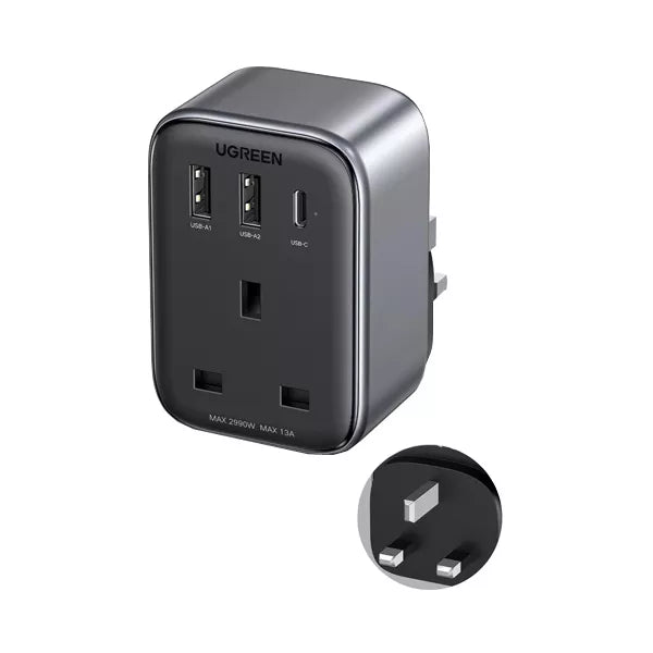 UGREEN CD314 Stop Kontak Outlet Extender 30W Plug  USB-A + USB-C PD Charger