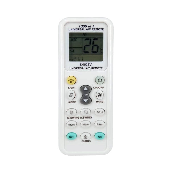 جهاز تحكم عن بعد عالمي K-1028V لمكيف الهواء لأجهزة LG و Gree و Midea و Toshiba و Haier و Daikin و Hitachi و Sharp و Panasonic و Samsung و Sanyo و Hisense و Fujitsu و Whirlpool و Bosch وأكثر من 1000 علامة تجارية من أجهزة التحكم في التكييف