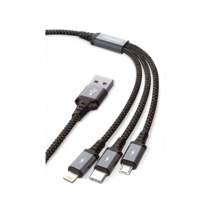 TRANYOO T-XS6 3-in-1 multi-charging braided data cable