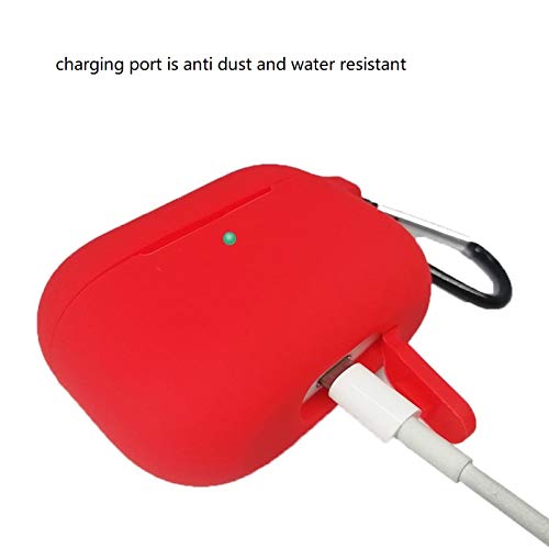 Red AirPods Pro Case with Keychain, AirPods 3 Protective Cover Silicone Case for AirPods Pro Charging Case