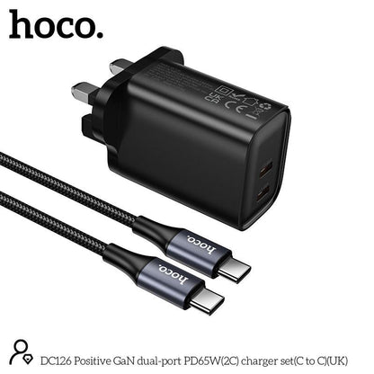 Hoco DC126 Intelligent Balance GaN Dual USB-C Fast Charger set