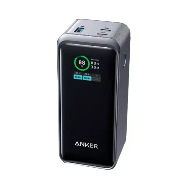 Anker Prime 20000mAh Power Bank 200W  2x USB-C 1x USB-A  100W Input Smart Display A1336011- Black