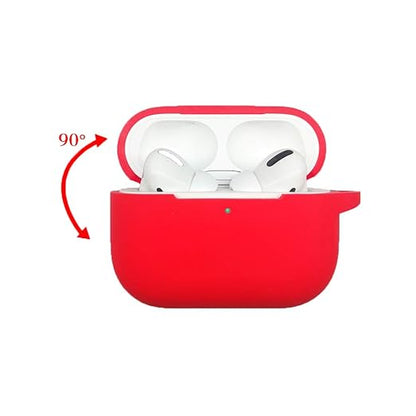 Red AirPods Pro Case with Keychain, AirPods 3 Protective Cover Silicone Case for AirPods Pro Charging Case