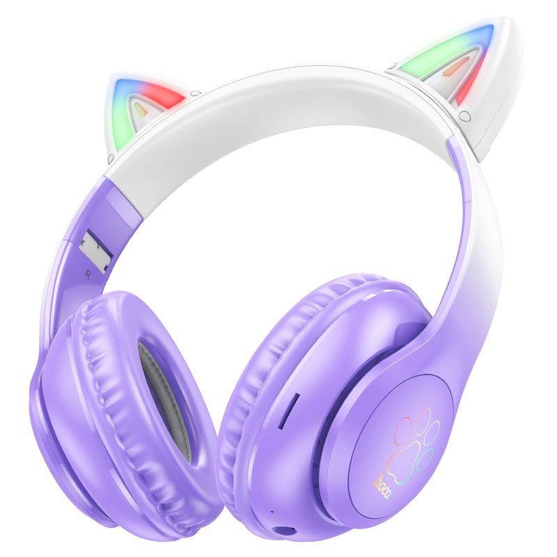 HOCO W42 Cat Ear wireless headset in purple
