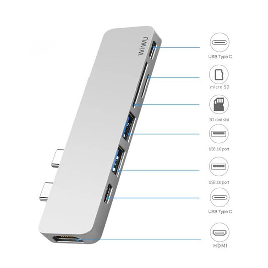 Wiwu T08G USB Type-C 7 In 1 Hub Aluminum Case