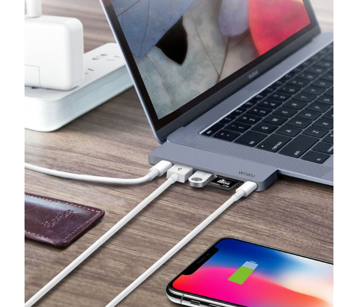 Wiwu T08G USB Type-C 7 In 1 Hub Aluminum Case