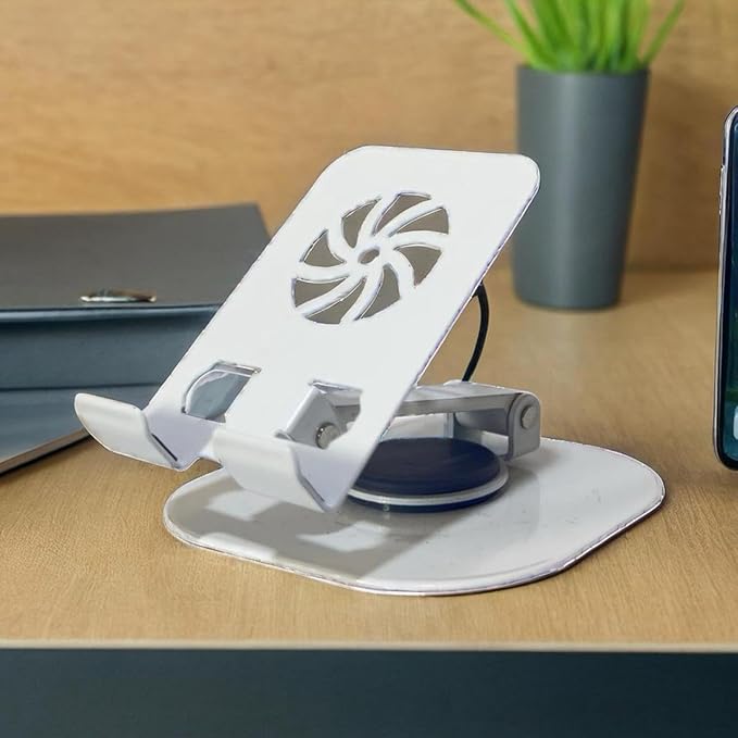 BUDI Foldable Mobile Phone Holder – 360 Adjustable Stand for Desk, Travel & Bedside Use | Universal Fit for All Smartphones