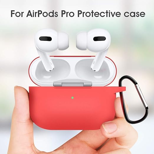 Red AirPods Pro Case with Keychain, AirPods 3 Protective Cover Silicone Case for AirPods Pro Charging Case
