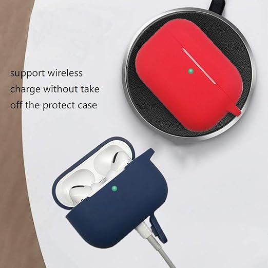 Red AirPods Pro Case with Keychain, AirPods 3 Protective Cover Silicone Case for AirPods Pro Charging Case