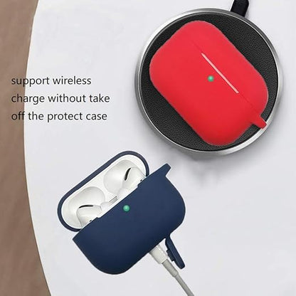 Red AirPods Pro Case with Keychain, AirPods 3 Protective Cover Silicone Case for AirPods Pro Charging Case