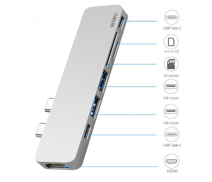 Wiwu T08G USB Type-C 7 In 1 Hub Aluminum Case