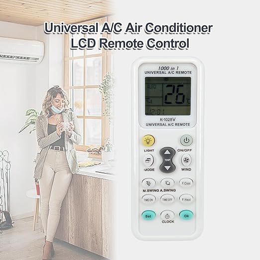 K-1028V Universal Air Conditioner Remote Control for LG Gree Midea Toshiba Haier Daikin Hitachi Sharp Panasonic Samsung Sanyo Hisense Fujitsu Whirlpool Bosch and More Than 1000 Brands A/C Controller
