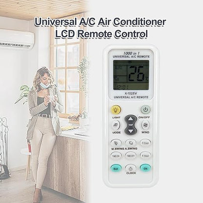 K-1028V Universal Air Conditioner Remote Control for LG Gree Midea Toshiba Haier Daikin Hitachi Sharp Panasonic Samsung Sanyo Hisense Fujitsu Whirlpool Bosch and More Than 1000 Brands A/C Controller