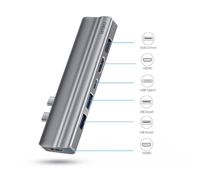 Wiwu T9G 8 In 1 USB-C Hub Alluminum Alloy Case