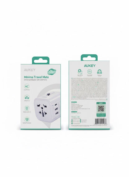 Aukey Minima Travel Mate Universal Adapter with USB ports
