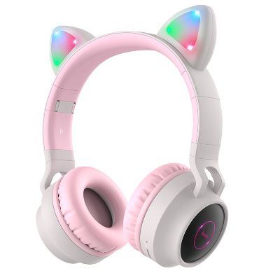 HOCO W27 Cheerful Cat Ear Bluetooth Headphones in pink