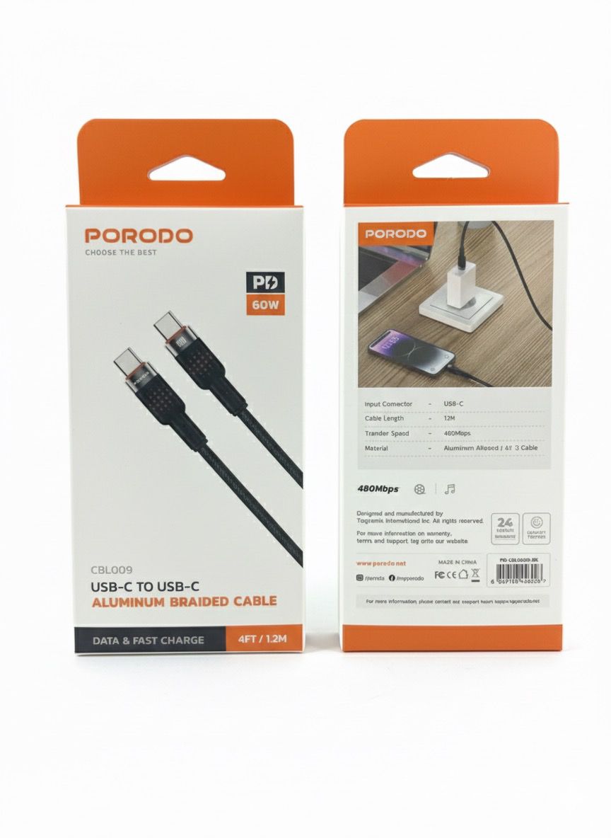 PORODO USB-C to USB-C aluminum braided cable