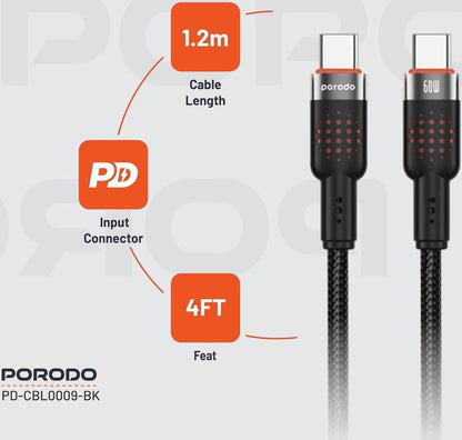 PORODO USB-C to USB-C aluminum braided cable