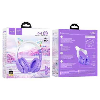 HOCO W42 Cat Ear wireless headset in purple