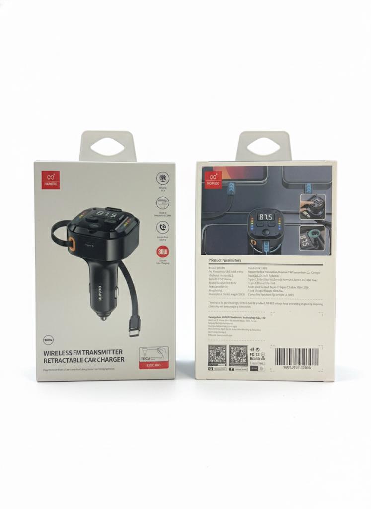 XUNDD Wireless FM Transmitter Retractable Car Charger
