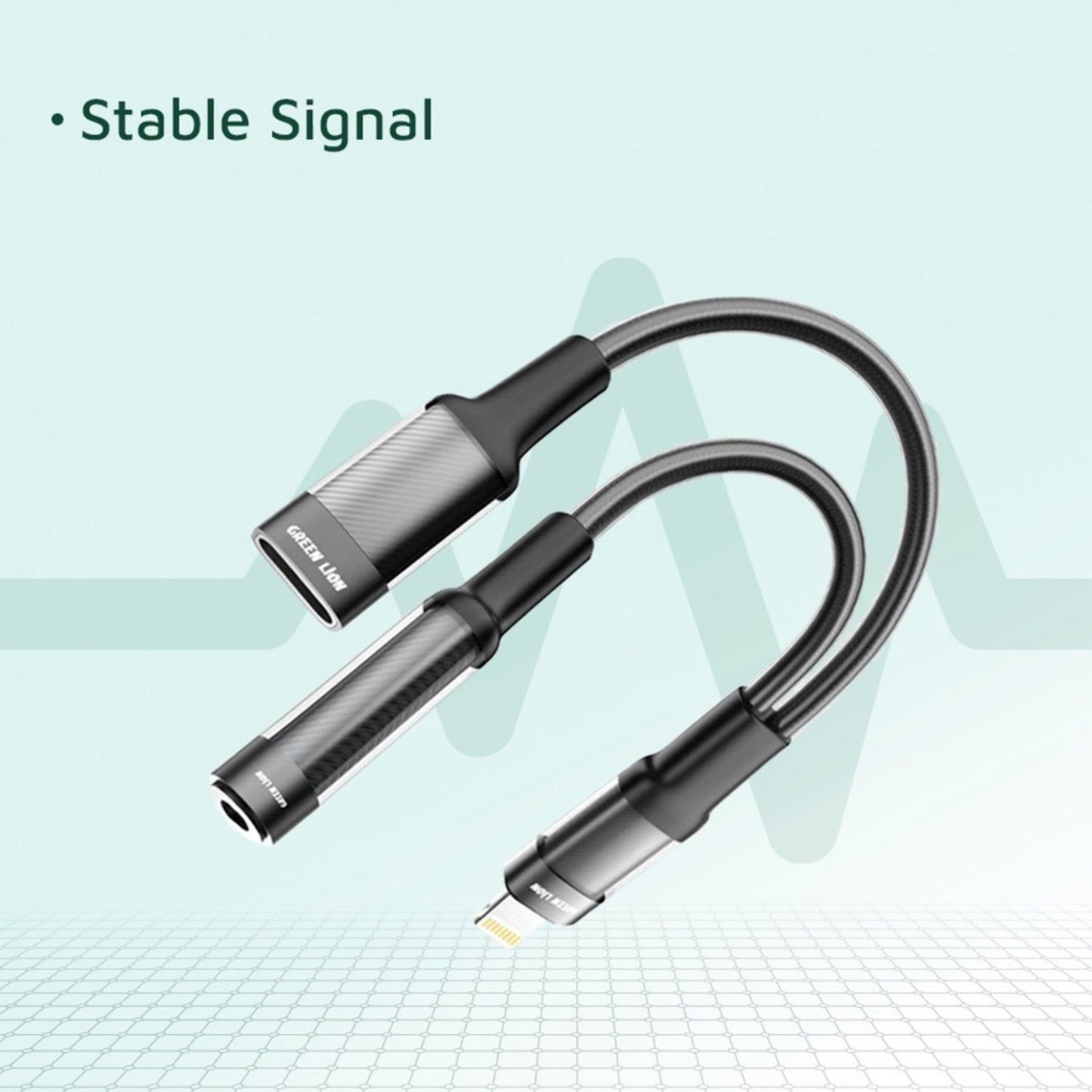 Green Lion Earphone Adapter Lightning to 3.5 Aux 12CM - Black