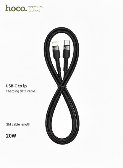 HOCO USB-C to Lightning charging and data cable- 3 Meters