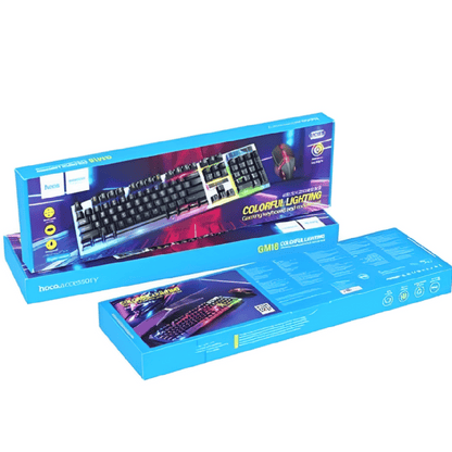 Hoco GM18 LED Colorful Lighting Gaming Keyboard and Mouse Set – English