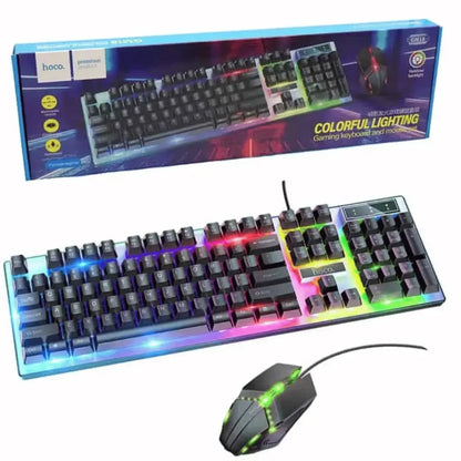 Hoco GM18 LED Colorful Lighting Gaming Keyboard and Mouse Set – English