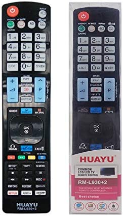HUAYU RM-L930+3 LG TV Replacement remote – Works with ALL LG televisions (LED,LCD,Plasma) – Ideal TV replacement remote control with same functions as the original LG remote – black