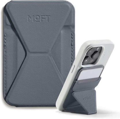 MOFT Snap-on Phone Stand &amp; Wallet in black, designed to be compatible with MagSafe iPhones, including the iPhone 13 Pro Max