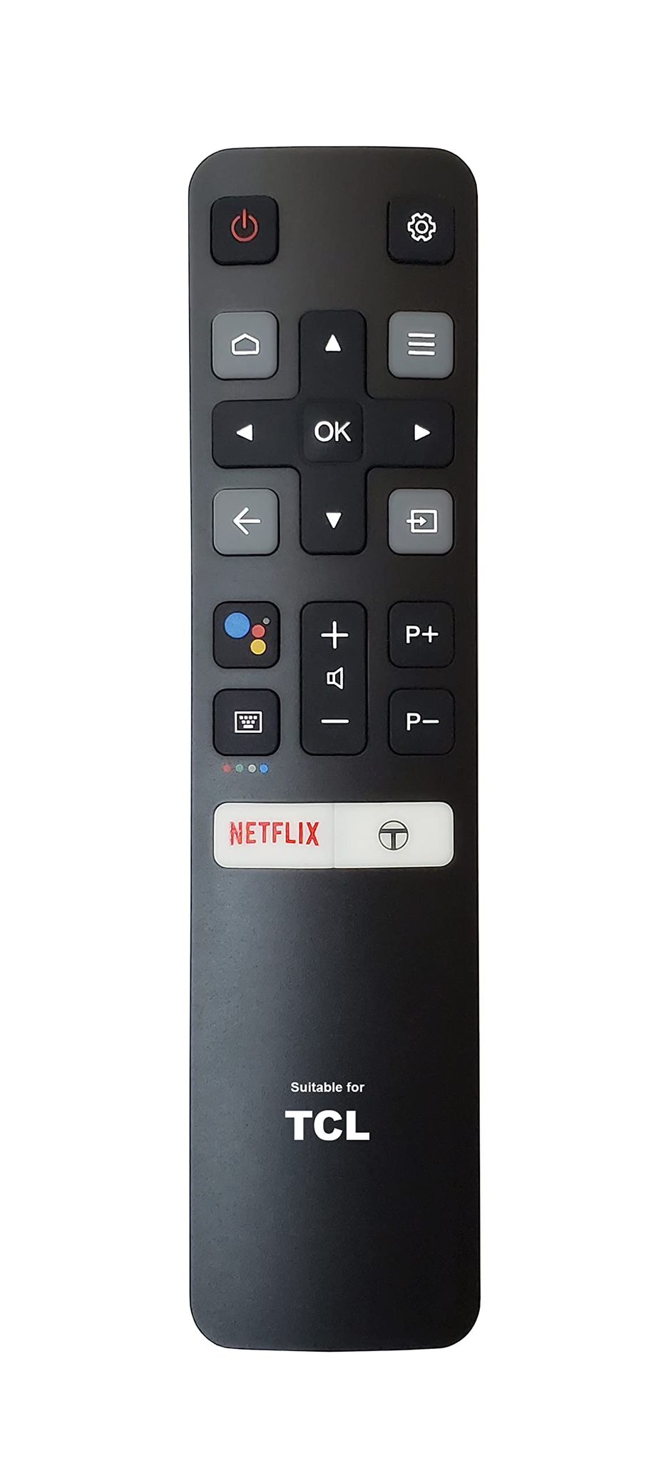 TCL remote control designed for TCL Android and Google Smart TVs.