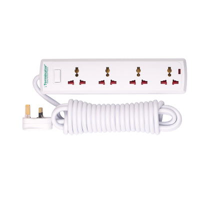 TERMINATOR 4 Way Universal Power Extension Socket