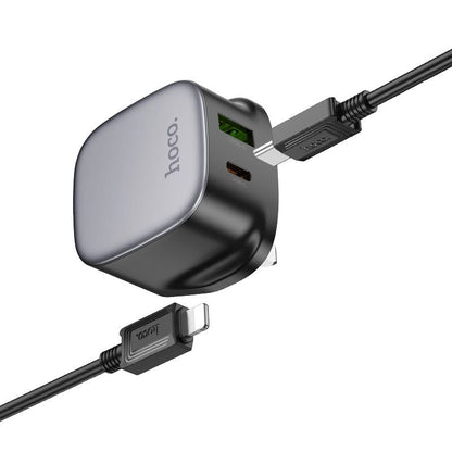 Hoco CS32B Rich dual port fast charger set with a UK plug and a USB-C to USB-C cable