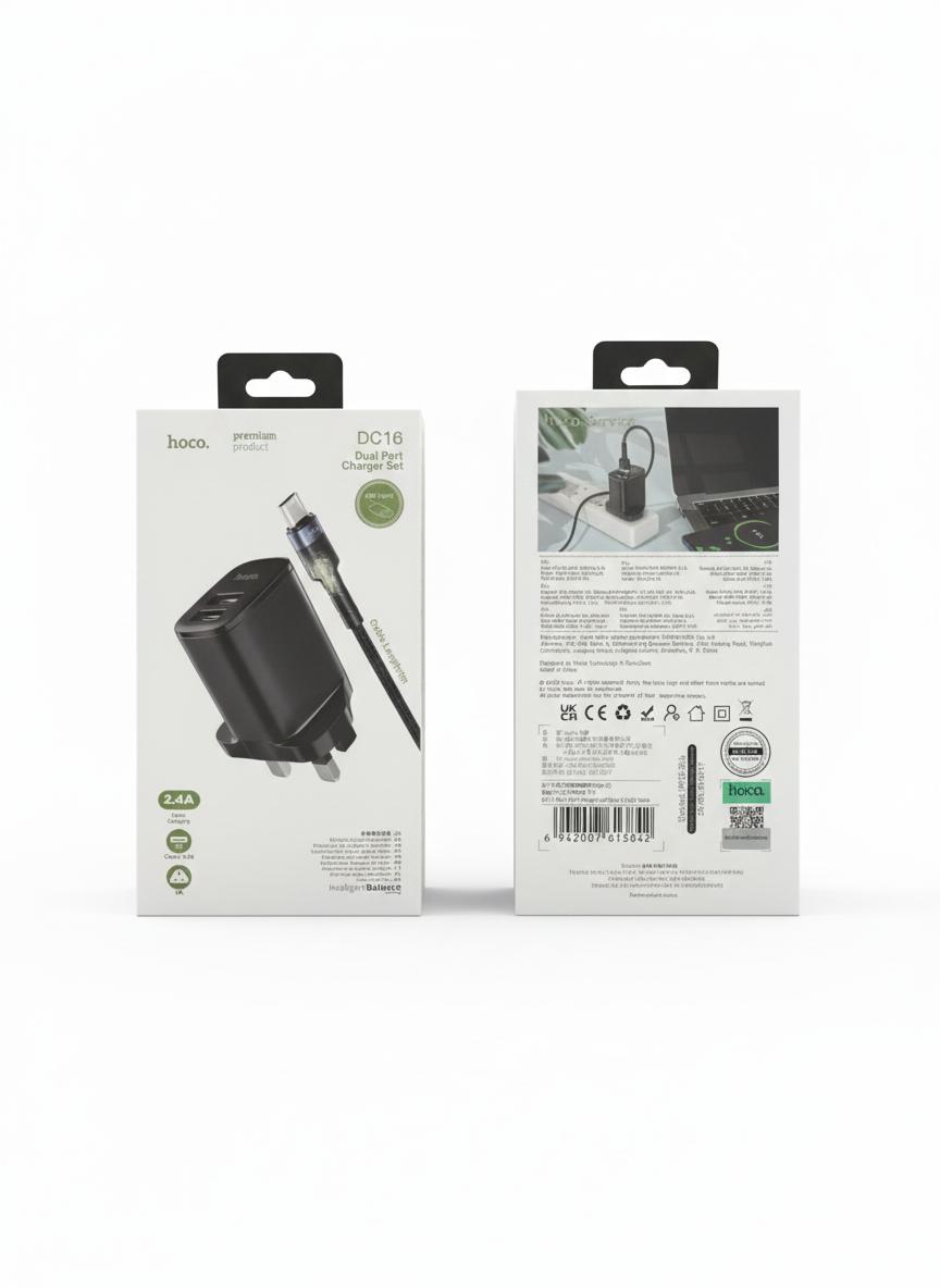 Hoco DC16 Dual Port Charger Set