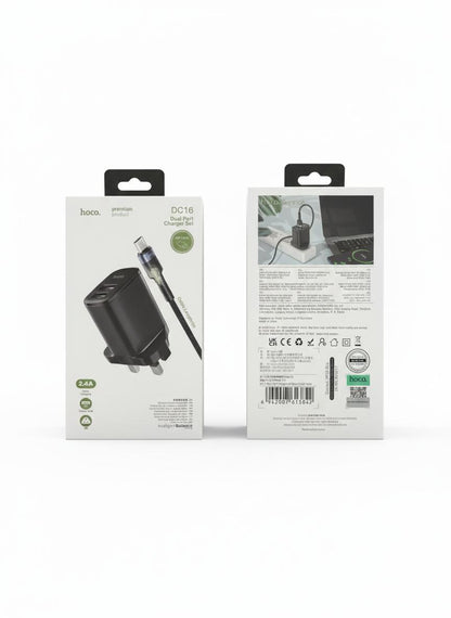 Hoco DC16 Dual Port Charger Set